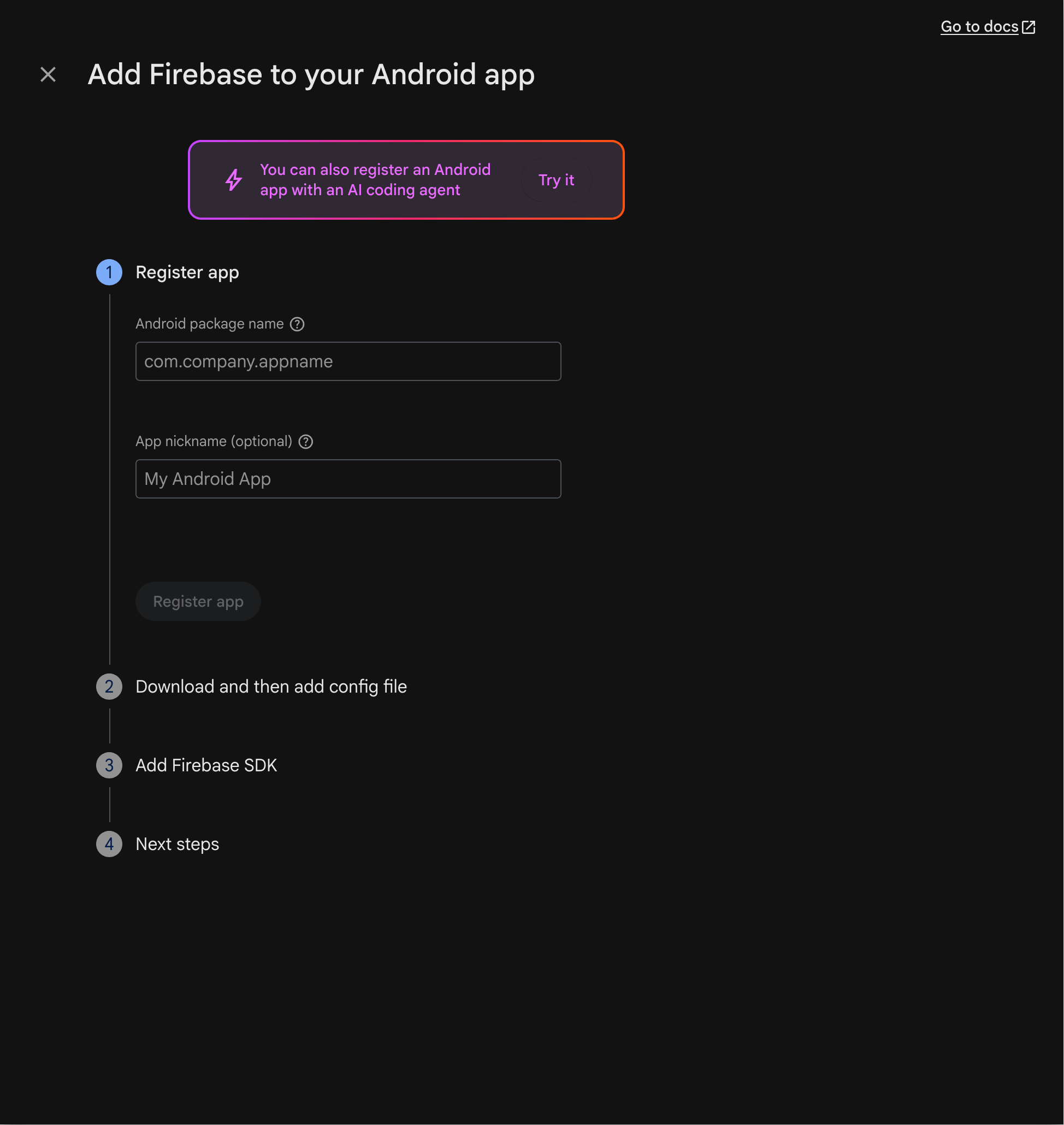 Firebase - Add Android App